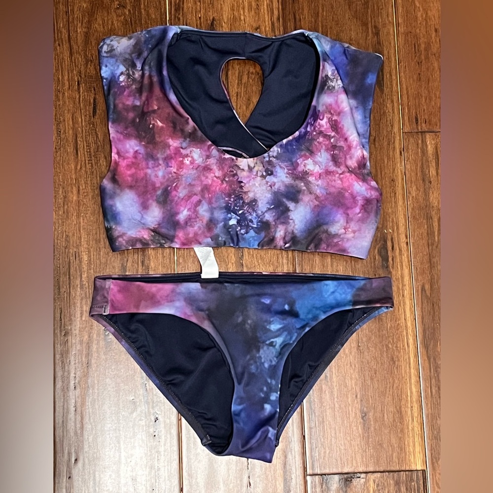 Athleta ABC Supernova Entwined Bikini Set tie dye top crop swimsuit cosmic - Picture 9 of 9